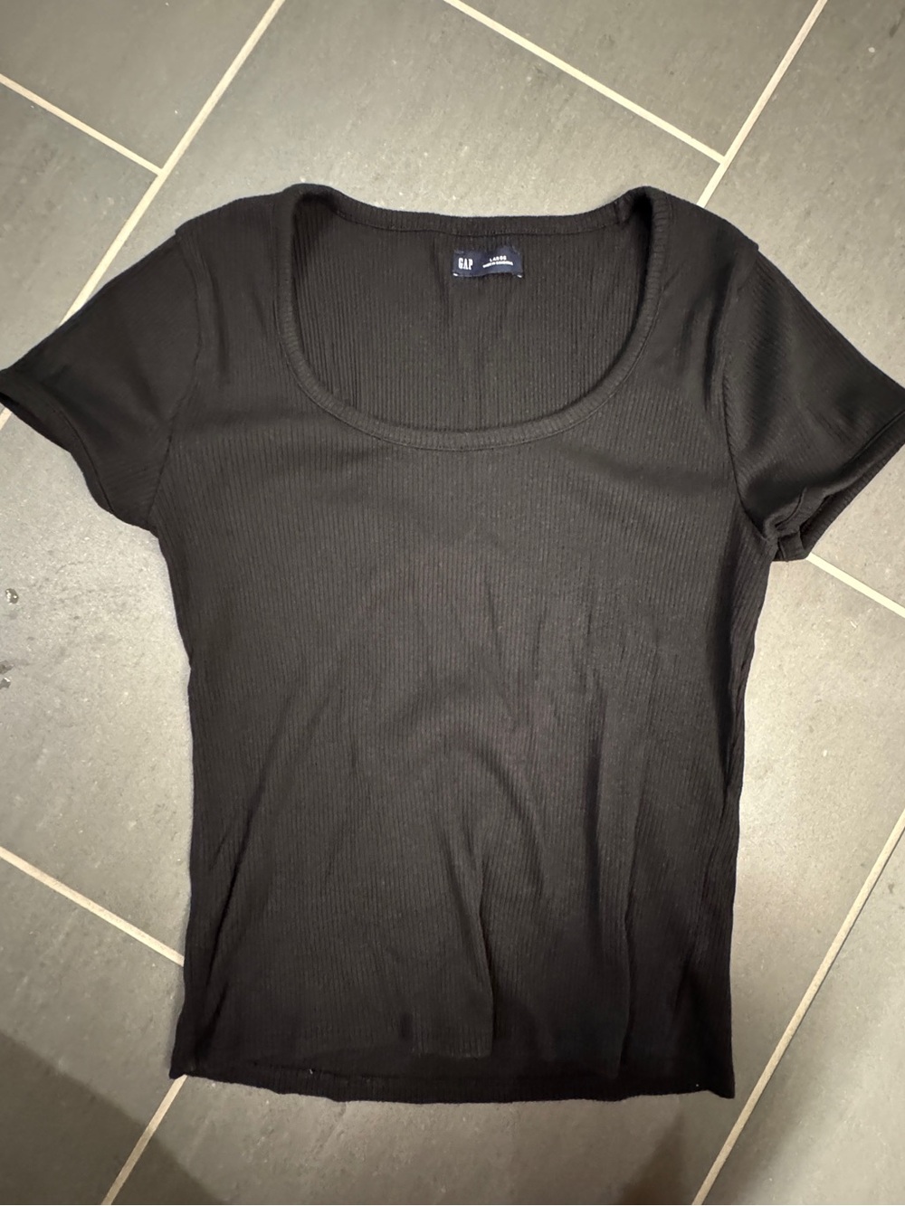 GAP Black Ribbed Scoop Neck Short Sleeve Tee